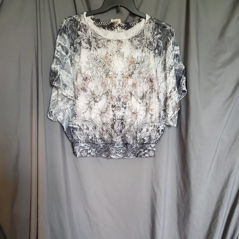 Brittany Black lacy crop with bling shirt